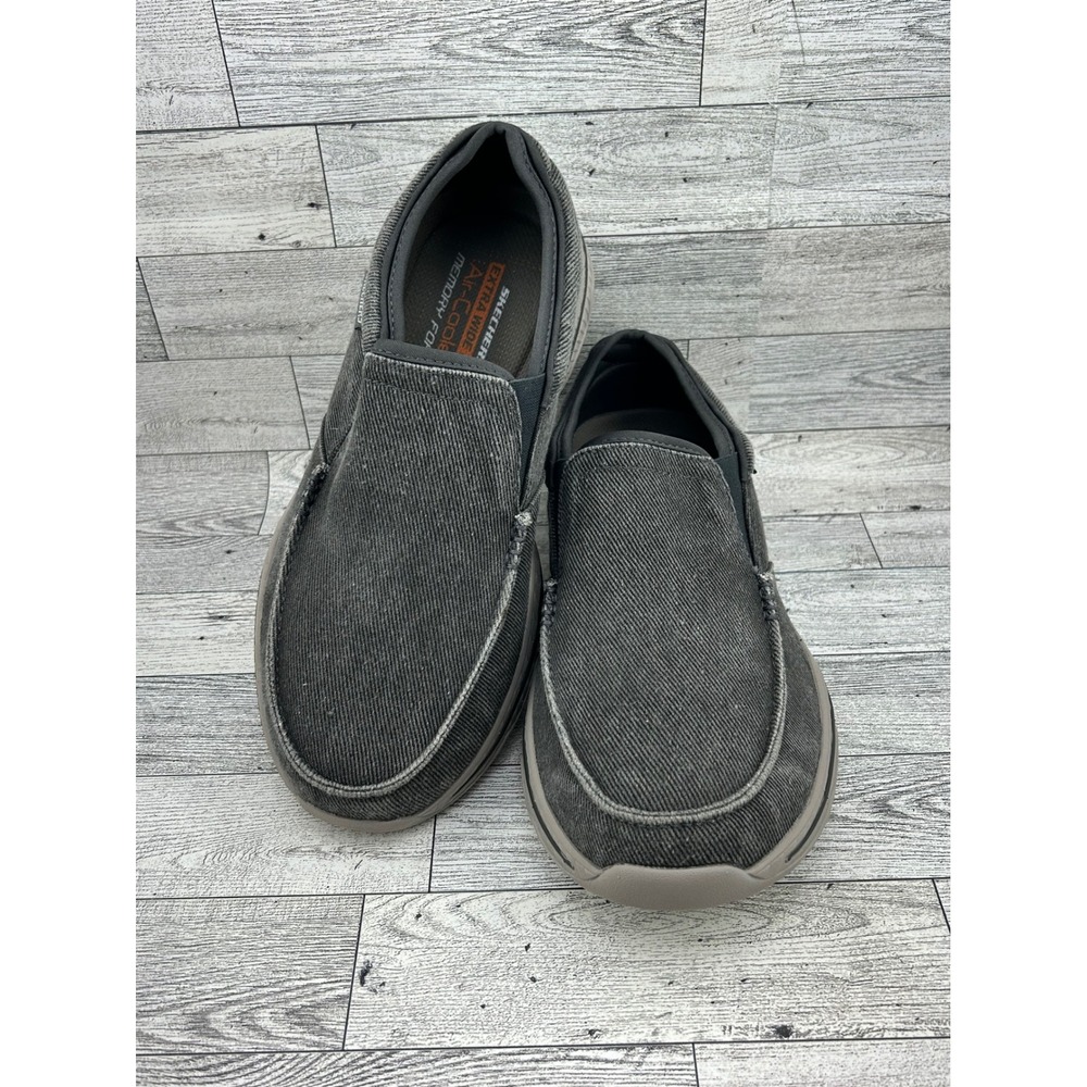 Skechers Men Relaxed Fit Charcoal Grey Slip On Loafer 65355EWW Extra Wide Fit 8